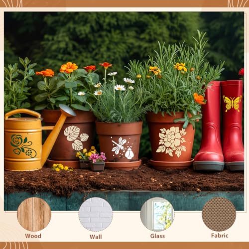 Marspark 72 Pcs Small Stencils for Crafts Reusable 3 Inch Stencils for Painting on Wood DIY Craft Paint Template for Wall Home Decor Card Rock Canvas Drawing Holiday (Flower Plants) - style: Flower Plants