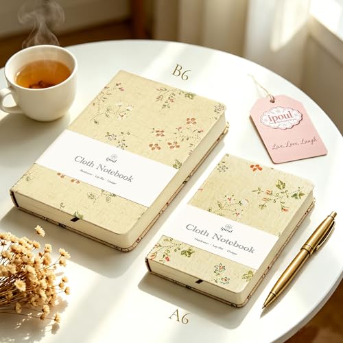 Pocket Notebook, Floral Linen Journal, Similar Embroidered, Notebooks 4x6, Lay Flat Sketchbook, A6 Notebook, Hardcover, Lined & Unlined Notebook, Apricot - color: A6-Floral Apricot