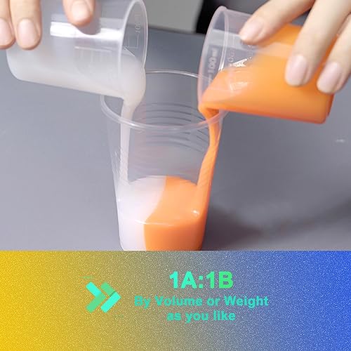BBDINO Silicone Mold Making Kit 15A Liquid Platinum Silicone Orange Trial | 1A:1B Mixing Self Degassing 3 Hrs Fast Cure Silicone Flexible & Durable Ideal for Resin/Soap/Candle/Silicone Molds Making - color: 35 Oz Persimmom Orange