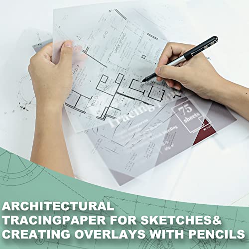 Tracing Paper 8.5x11 inch, 100 Sheets Transparent Vellum Paper for Tracing Pads, 38lb/60gsm Translucent Tracing Paper for Pencil, Marker and Ink，Trace Images, Sketch, Preliminary Drawing, Overlays. - size: 8.5-x-11-inch:1 Pack