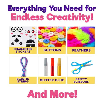 Blue Squid Arts & Crafts Box (Pink)- 2800+ pcs Deluxe Craft Supplies Box, 2 Drawers, 18 Compartments, Sturdy Handle - Art Crafting Kit Birthday Gifts for Kids, School Supply for Ages 4-12 - color: Pink