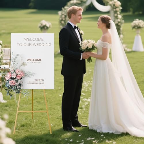 Gold Easel Stand for Sign, Heavy Duty Easel, 4-Tier Adjustable Art Easel for Painting, Wedding Sign 1pc