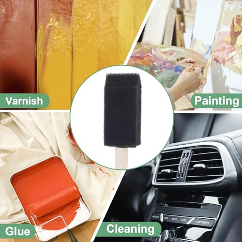 HINZIC 5Pcs Foam Paint Brushes, 1" Sponge Paint Brushes with Wood Handle for Painting, Details, Staining, Varnishes, DIY Crafting