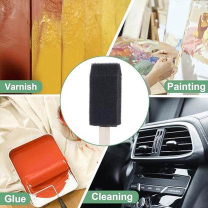 HINZIC 5Pcs Foam Paint Brushes, 1" Sponge Paint Brushes with Wood Handle for Painting, Details, Staining, Varnishes, DIY Crafting