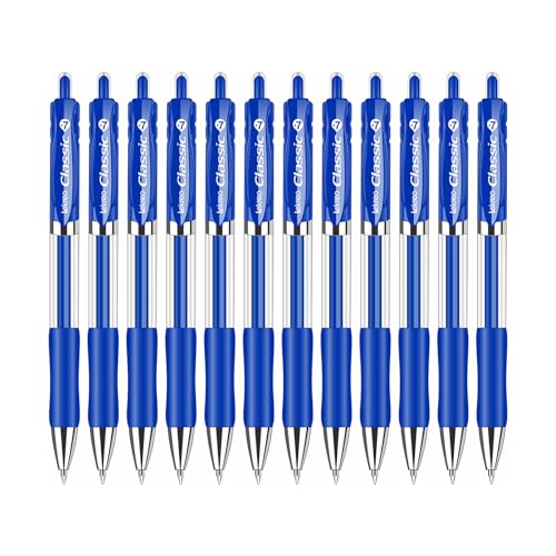 Classic Retractable Gel Roller Pens, 0.7mm Fine Point, Blue Ink (Blue Ink - 12 Packs) - color: Blue Ink - 12 Packs