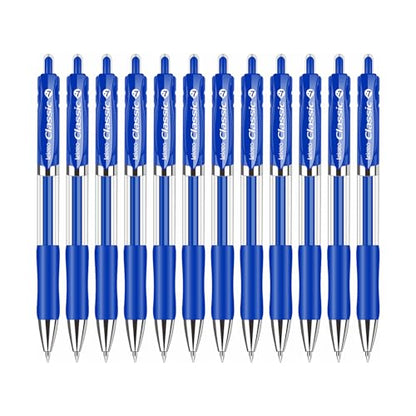 Classic Retractable Gel Roller Pens, 0.7mm Fine Point, Blue Ink (Blue Ink - 12 Packs) - color: Blue Ink - 12 Packs