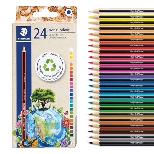 STAEDTLER Colored Pencils Set (24-Pack) for School Supplies - Break-Resistant Lead, Sustainably Made, Vibrant Colors for Artists & Students