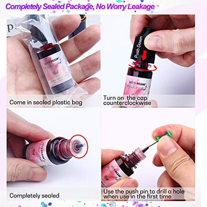 LET'S RESIN Concentrated Alcohol Ink Set, 26 Vibrant Colors (Each 0.35oz) | Alcohol-Based Resin Ink, Alcohol Paint Resin Dye for Resin Art, Tumblers, Resin Epoxy