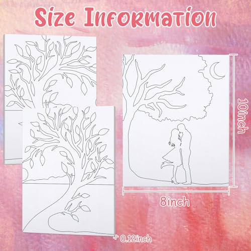 16 Pcs Pre Drawn Canvas for Painting for Adults Sip and Paint Kit Pre Printed Canvas to Paint DIY Art Party Supplies Couples Date Night (Romantic Encounter, 8x10 in) - size: 8x10 in, style: Romantic Encounter
