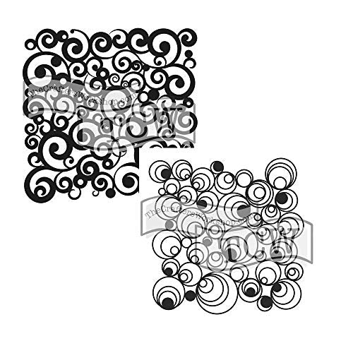 The Crafters Workshop Stencils, Reusable for Crafts, Art, Greeting Cards, Paint or Mixed Media, 2 Pk, 6" x 6", Cosmic Swirl/Mod Spiral - style: Cosmic Swirl / Mod Spiral 6x6