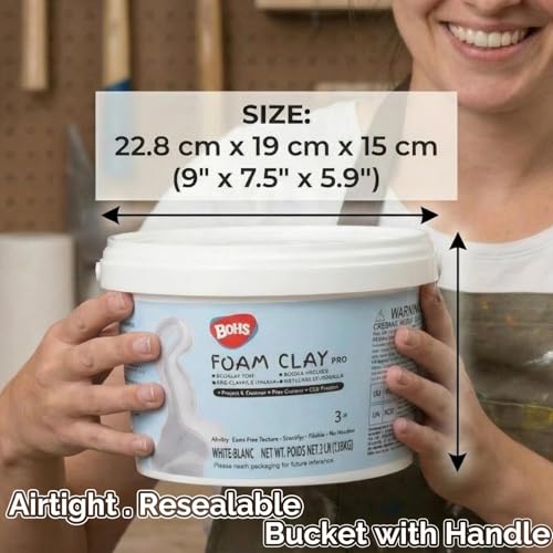 BOHS Foam Clay Pro - 3 lbs Bucket, Air Dry, No Cracks, No Stains - Modeling Clay for Adult Arts & Crafts Projects, Cosplay Items, Figurines - Age 3 Years & up