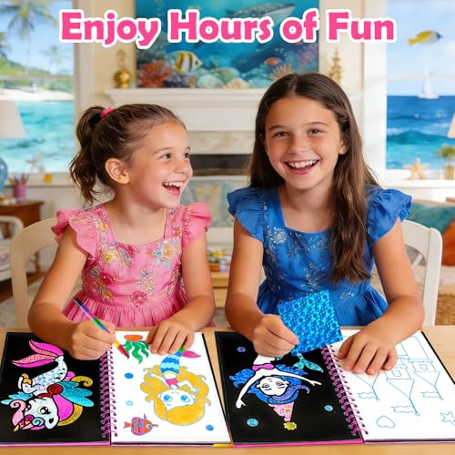 FUNNYB&G Foil Art Crafts for Kids Ages 4-8: Valentines Crafts for Kids 2026,Birthday Gift for Girls,Art and Crafts Supplies,Party Favors,Creative Toys for Girls Boys 4 5 6 7 8 9 Years Old(Mermaids) - style: Mermaids