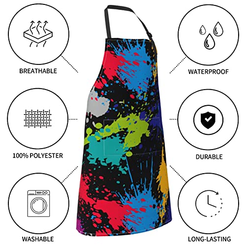 Puppy Dogs Waterproof Adjustable Bib Apron with 2 Pockets, Cooking Gardening Grilling Kitchen Chef Apron for Women - color: Artistic Graffiti