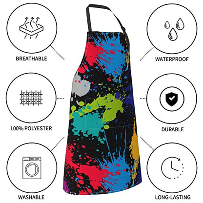 Puppy Dogs Waterproof Adjustable Bib Apron with 2 Pockets, Cooking Gardening Grilling Kitchen Chef Apron for Women - color: Artistic Graffiti