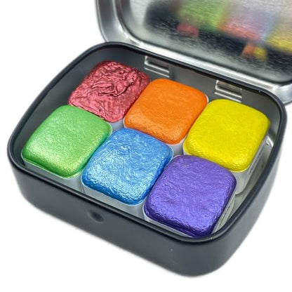 IUILE Handmade Watercolor Paints - Rainbow 2 Half Pan Set (6 colors) - color: Rainbow2
