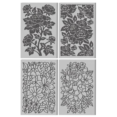 4 Pcs Large-Scale Floral Pattern Polymer Clay Texture Sheet Rubber Clay Texture Mat for Polymer Clays Making Earrings Jewelry DIY Crafts, 4 × 2.5 Inch - style: Large-scale Floral