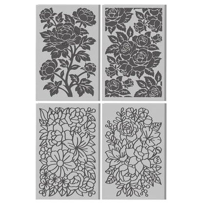 4 Pcs Large-Scale Floral Pattern Polymer Clay Texture Sheet Rubber Clay Texture Mat for Polymer Clays Making Earrings Jewelry DIY Crafts, 4 × 2.5 Inch - style: Large-scale Floral