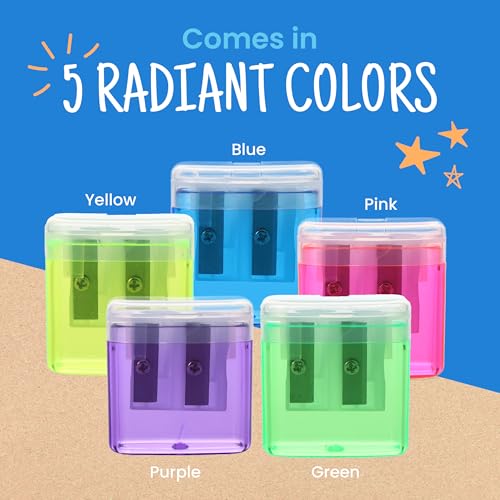 Craftzilla Pencil Sharpener 100 Pack, Manual Pencil Sharpeners Bulk, Handheld Dual Hole with Lid for Kids and Classroom, School Office Supplies - size: 100pcs Pencil Sharpeners