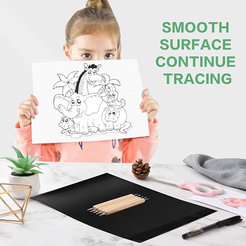 200 Sheets Carbon Paper Graphite Paper Black Carbon Transfer (8.5 x 11.5 inch) with 5 PCS Embossing Styluses Dotting Tools for Wood Paper Canvas Craft