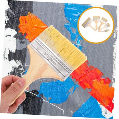 5pcs Wood Handle Paint Brush Set Thick Bristles Stain and Varnish Brushes for Watercolor Oil Painting Art Craft Tools for Adults