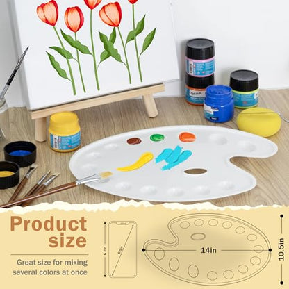 DUGATO 14-Well Oval Paint Palette, 2-Pack Mixing Tray, 14 x 10.5 in | Lightweight Plastic Tray, Easy to Clean, Works with Acrylic, Oil, Watercolor & Gouache - color: Oval