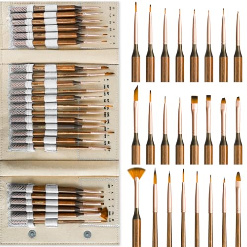 Nicpro 24 PCS Extreme Miniature Paint Brushes, Fine Tip Micro Model Detail Paint Brush Set with Handbag for Acrylic, Watercolor, Oil, Paint by Numbers, Craft, Models, Miniatures - size: 24 PCS