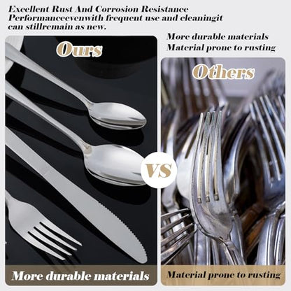 120PCS Windsor Silverware Set - Stainless Steel Silverware Set for 24 Kitchen Flatware Set Cutlery Set For Home Restaurant Hotel, Kitchen Dishwasher Safe Utensils Set Weddings, Parties, Gifts - size: 120PCS Flatware Set