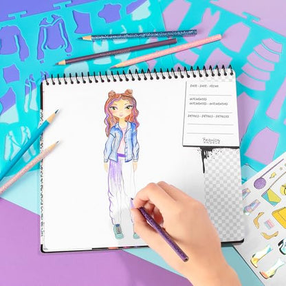 Fashion Angels Streetwear Design Portfolio, Includes 30 Sketch Sheets, Stencil Sheets, Stickers & Inspiration Guide, Ideal Drawing Kit for Girls Ages 6+ - color: Streetwear Design