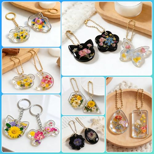 RESIN GO 64Pcs Rounded Edge Resin Jewelry Molds, 4 Styles Keychain Resin Molds Silicone with Hole, Arc Edge Pendant Silicone Molds for Epoxy Resin Jewelry, Earring, Necklace, Keychain Making Kit - color: 64pcs Rounded Edge Pendant Molds
