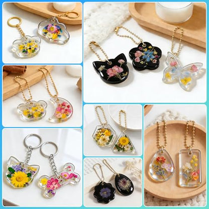 RESIN GO 64Pcs Rounded Edge Resin Jewelry Molds, 4 Styles Keychain Resin Molds Silicone with Hole, Arc Edge Pendant Silicone Molds for Epoxy Resin Jewelry, Earring, Necklace, Keychain Making Kit - color: 64pcs Rounded Edge Pendant Molds