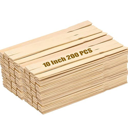 ZOENHOU 200 PCS 10 Inch Paint Sticks, Premium Wooden Paint Stir Waxing Sticks for Crafts Crafting Resin Craft Wood Crafts Paddle Hobby Projects Garden Marker - size: 200PCS 10 Inch