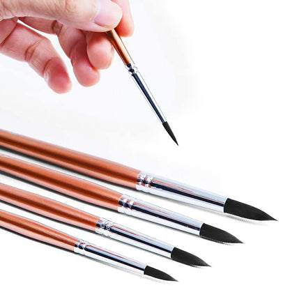 Transon 8pcs Round Watercolor Paint Brush Set Goat Hair for Watercolors,Acrylics,Inks,Gouache,Oil and Tempera - color: Champagne