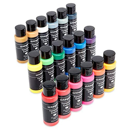 KINGART Washable Tempera Paint, 18 Unique Colors, 60ml (2oz) Poster Paint, Art Supplies for Finger Painting, School Projects, and Crafting