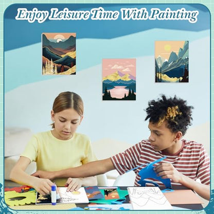 Sherr 12 Pcs Pre Drawn Canvas Pre Printed Canvas for Adults Sip and Paint Party Canvases Painting Kit for Summer Easter Mother's Day Party Favor(Mountain Lake,8 x 10 Inch) - size: 8 x 10 Inch, style: Mountain Lake