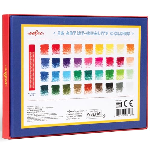eeBoo Oil Pastels Rainbow - 36 Artist-Quality Blendable Color Sticks, Bold Pigments for Drawing & Blending, Sliding Gift Box, Kids Ages 5 and up - style: Rainbow