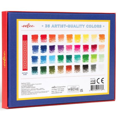 eeBoo Oil Pastels Rainbow - 36 Artist-Quality Blendable Color Sticks, Bold Pigments for Drawing & Blending, Sliding Gift Box, Kids Ages 5 and up - style: Rainbow