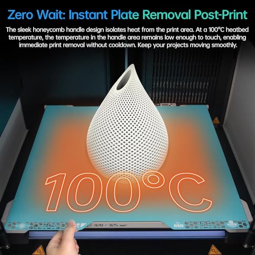 BIGTREETECH BIQU Cryogrip Pro Glacier for Bambu-Lab H2D/H2S 3D Printer 355x346MM Double-Sided Fine Textured Build Plate High Adhesion Heated Bed Cover Upgrade Removable&Easy Clean Spring Steel Sheet - style: Glacier(H2D/H2S)