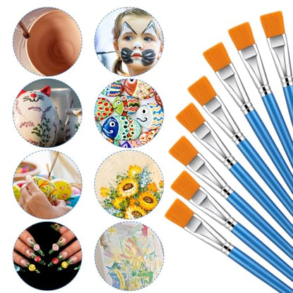 32 Pcs Flat Paint Brushes - 1 Inch Acrylic Paint Brushes for Detail & Large Scale Painting - Artist Quality for Acrylic, Watercolor, Oil, Face & Body Art, Crafts