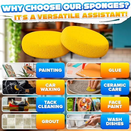 24 Pcs Clay Sponges for Pottery - Small 2.8" Tack Sponge Applicator Set for Light Duty Detail Work, Synthetic Tack Cleaning Sponges - Multi-Use Set for Pottery, Leather Care, Face Painting & Craft - style: 24Pcs