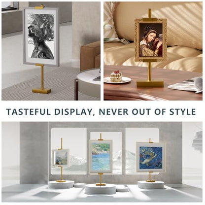 Tabletop Picture Frame Stand, Adjustable for Frames Up to 29" H, Frame Holder Stand Table Easels for Display, Metal Standing Easel Display Stand for Picture Frames, Artwork, Canvas (Gold)