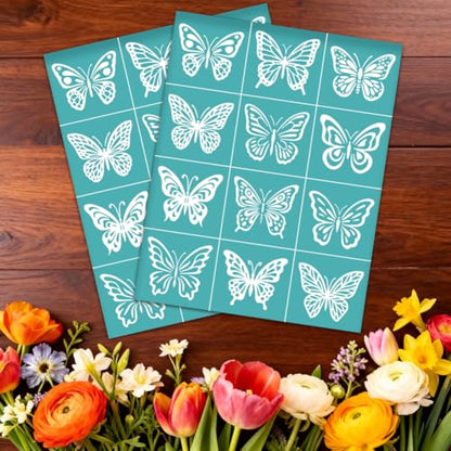 2 Sheets Butterfly Silk Screen Stencil, 12 Styles Butterflies Self-Adhesive Silk Screen Printing Stencils Reusable Mesh Stencil for Painting on Wall, Wood, T-Shirt, Home Craft Decor - style: Butterfly