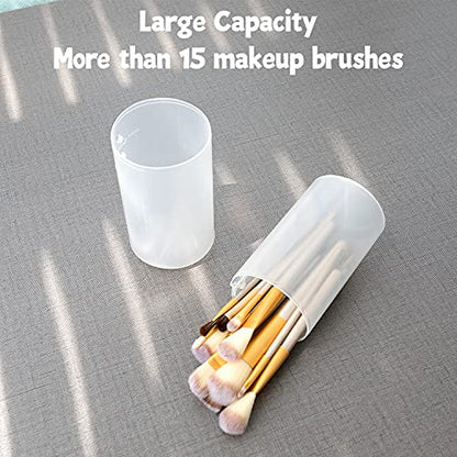 OCHEAL Makeup Brush Holders, 3 Pack of Makeup Brush Organizer Travel Case Retractable Plastic Travel Makeup Brushes Holder for Vanity Makeup Artist Brushes Storage Cup - color: Plastic Clear-3pcs
