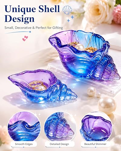2 Pcs Conch Seashell Silicone Molds for Resin, 3D Ocean Shell Epoxy Casting Mold for Trinket Dish, Candle Holder, Jewelry Tray, Plaster Concrete Cement Crafts, DIY Home Decor