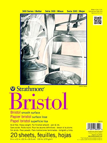 Strathmore 300 Series Sketch Pad, 18x24 inch, 30 Sheets, Side Wire - Artist Sketchbook & 300 Series Bristol Paper Pad, Smooth, Tape Bound, 9x12 inches, 20 Sheets (100lb/270g)