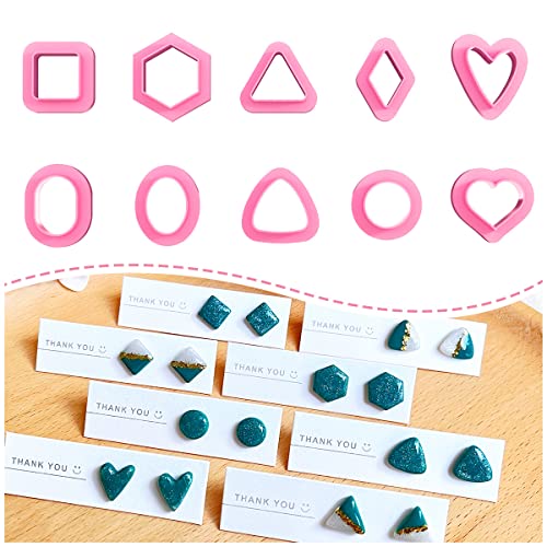 Keoker Polymer Clay Cutters - Geometric Clay Cutters, Polymer Clay Cutters for Earrings Jewelry Making, 10 Shapes Regular Clay Earrings Cutters