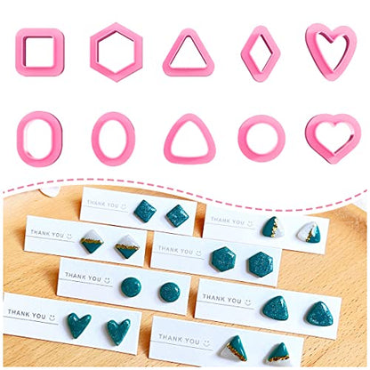 Keoker Polymer Clay Cutters - Geometric Clay Cutters, Polymer Clay Cutters for Earrings Jewelry Making, 10 Shapes Regular Clay Earrings Cutters