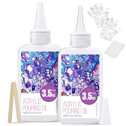 Silicone Pouring Oil - 7 Ounce 100% Silicone Acrylic Pouring Oil for Dramatic Cell Creation, Acrylic Paint Pour - Silicone Oil for Medium Compatible with Painting Acrylics, Watercolor, Cell Activator