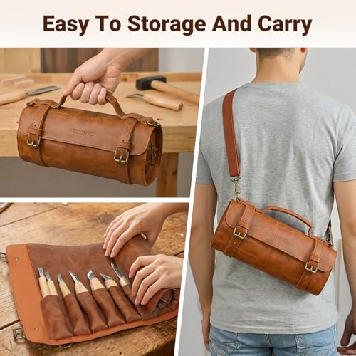 Wood Carving Kit Deluxe-Whittling Knife, Wood Carving Knife Set, Wood Whittling Kit for Beginners, Carving Knife Woodworking Wood Carving Tools Set with Large Leather Case (White) - color: white
