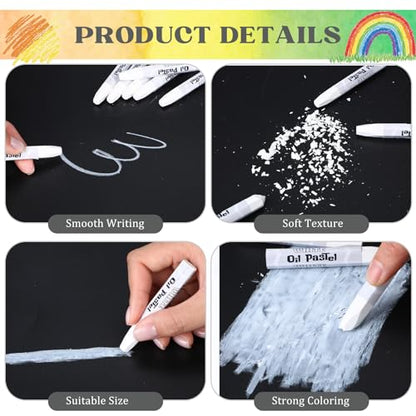 48 Pcs White Soft Oil Pastels Bulk Artists Oil Crayons Single Color Hexagonal Creamy Pastel for Artists Beginners Painting Drawing Relaxing Blending - color: White