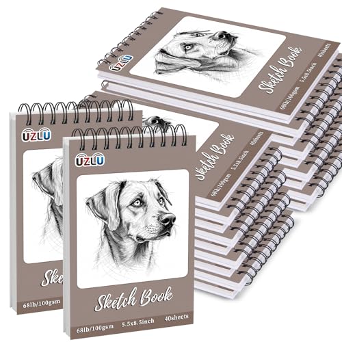 20 Pcs Sketch Books Bulk 5.5 x 8.5 In 800 Sheets Top Spiral Bound Sketch Pad Drawing Paper 40 Sheets Each Acid Free Mixed Media Sketchbook 68lb/100gsm Art Supplies for Beginner Artist - size: 5.5x8.5in, style: Total 800 sheets-20pcs
